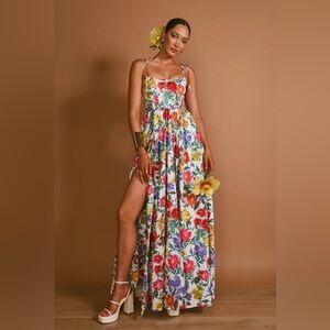 Show Me Your MuMu Red and Pink Sleeveless Maxi Dress